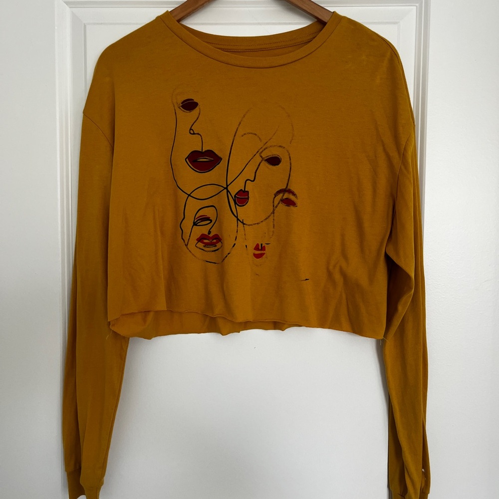 Mustard Graphic Long Sleeve Top